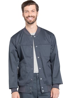 Core Stretch by Cherokee Workwear Men's Snap Front Solid Scrub Jacket