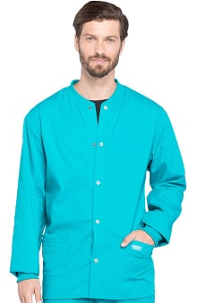 Professionals by Cherokee Workwear Men's Snap Front Warm-Up Solid Scrub Jacket