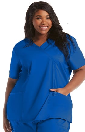 Revolution by Cherokee Workwear Women's Mock Wrap Solid Scrub Top