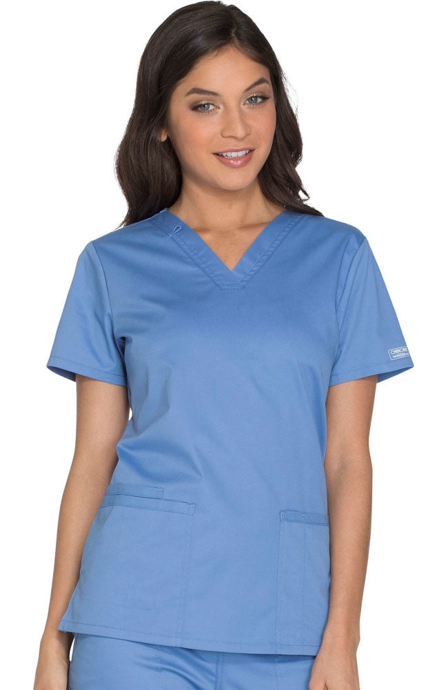 Core Stretch by Cherokee Workwear Women's V-Neck Solid Scrub Top ...