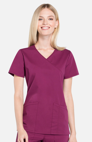 Professionals By Cherokee Workwear Women S Mock Wrap Solid Scrub Top Allh