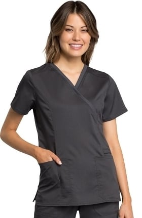 Revolution Tech by Cherokee Workwear Women's Mock Wrap Solid Scrub Top