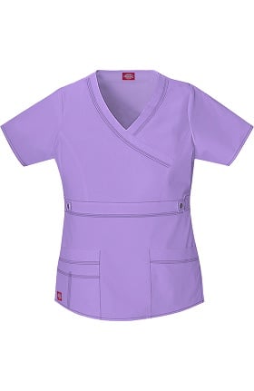 Clearance Gen Flex by Dickies Women's Mock Wrap Solid Scrub Top