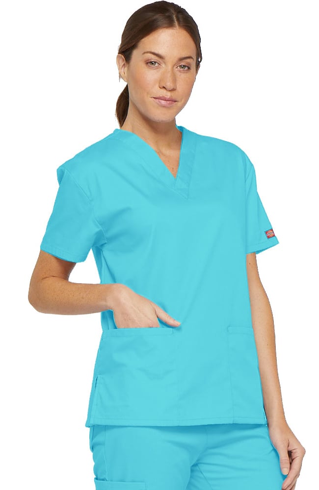 Clearance Everyday Scrubs Signature by Dickies Women's V-Neck Solid Scrub T