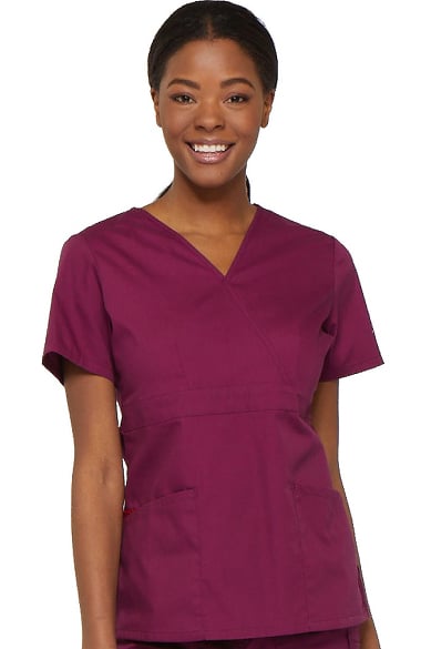 Everyday Scrubs Signature by Dickies Women's Mock Wrap Solid Scrub Top