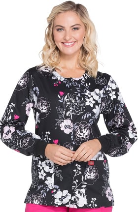 EDS Signature by Dickies Women's Snap Front Floral Print Scrub Jacket