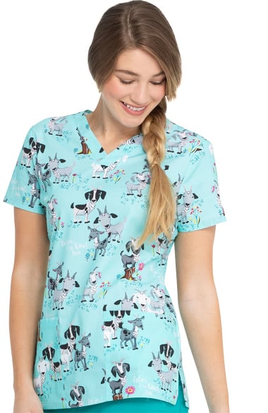 EDS Essentials by Dickies Women's Ive Goat This Print Scrub Top ...