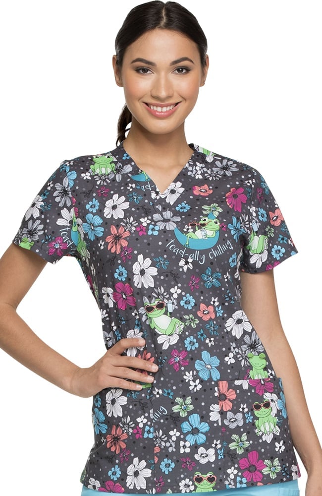 frog print scrub tops
