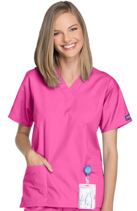 Cherokee Workwear Originals Women's V-Neck 2 Pocket Solid Scrub Top