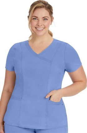 Purple Label by Healing Hands Women's Jordan Mock Wrap Solid Scrub Top