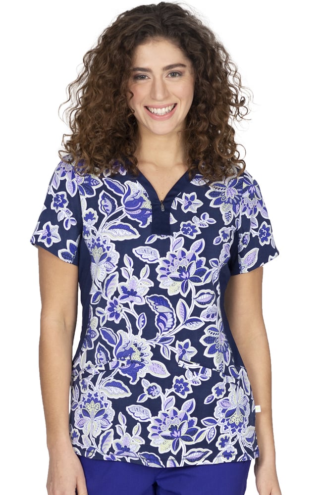 Premiere by Healing Hands Women's Jessi Folklore Floral Print Scrub Top ...