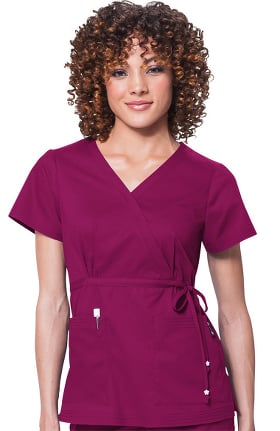 koi Classics Women's Katelyn Wrap Solid Scrub Top
