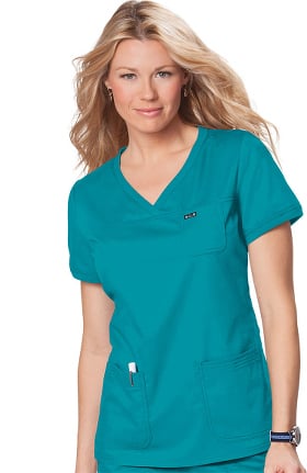 koi Classics Women's Nicole Crossover V-Neck Solid Scrub Top
