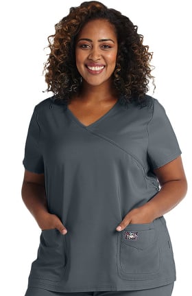 Clearance koi TECH Women's Abby Mock Wrap Solid Scrub Top
