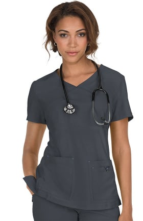 koi Basics Women's Katie Mock Wrap Solid Scrub Top