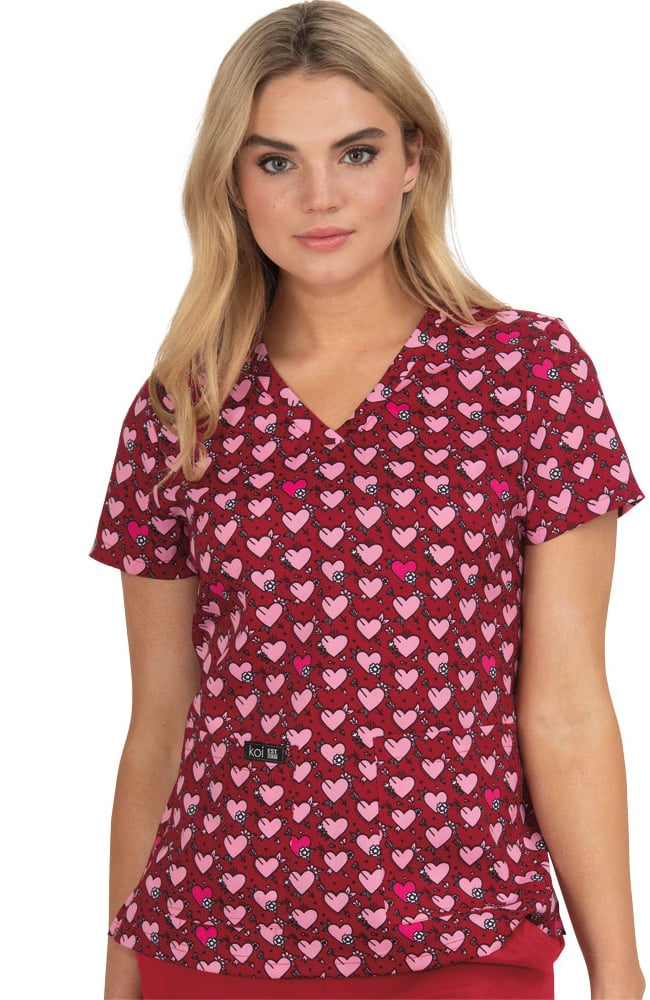 koi Basics Women's Leslie Baby Hearts Print Scrub Top Clearance ...