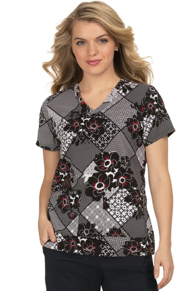 koi Basics Women's Leslie Patchwork Flower Print Scrub Top Clearance ...