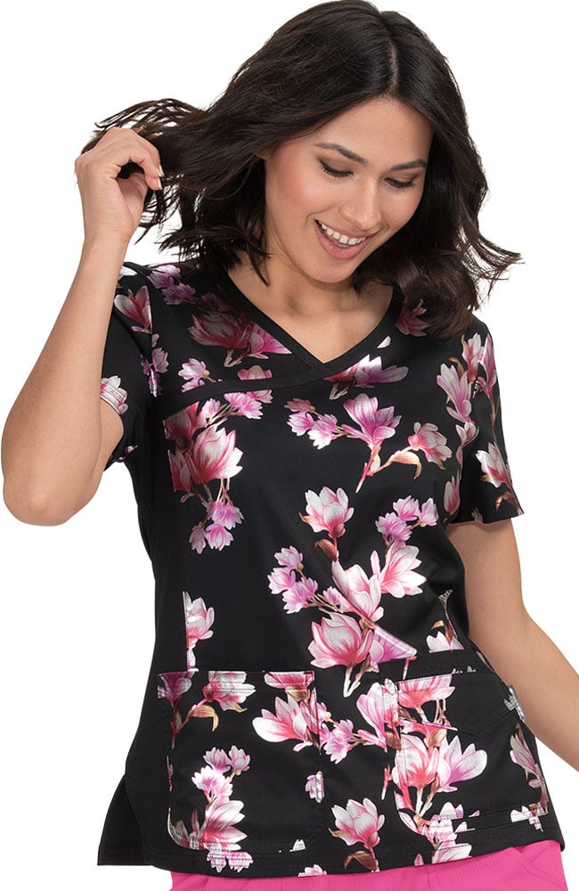 koi floral scrub top