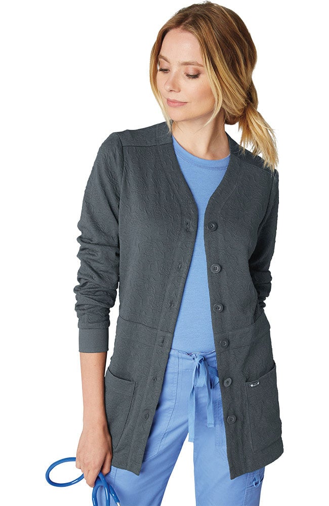 koi Lite Women's Claire Button Front Solid Cardigan Scrub Jacket ...