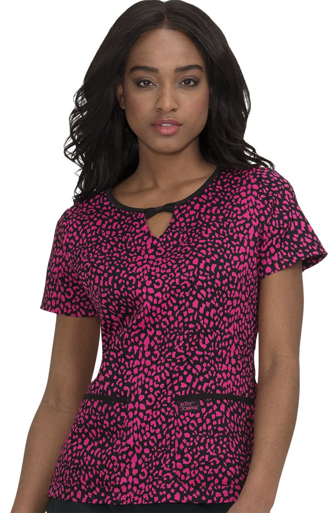 Clearance Betsey Johnson by koi Women's Rose Animal Print Scrub Top | allhe