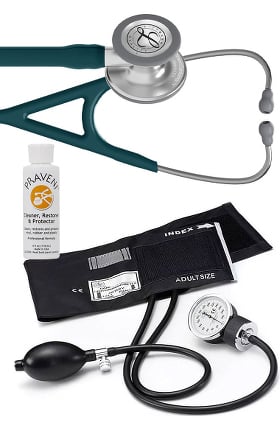 3M Littmann Cardiology IV™ Stethoscope with Prestige Medical Basics Aneroid Sphygmomanometer & Praveni Cleaning Kit