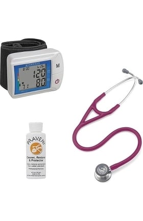 3M Littmann Cardiology IV™ Diagnostic Stethoscope with Veridian Healthcare Digital Blood Pressure Monitor & Praveni Cleaning Kit