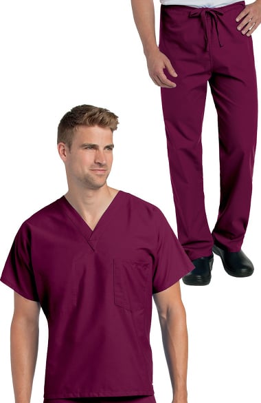 Scrub Set V-neck 2 Pocket Normal Pant 2X Navy Cotton Polyester