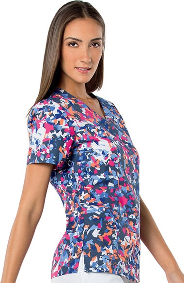 Landau Women's V-Neck Abstract Print Tunic Scrub Top | allheart.com