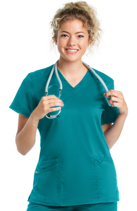 ProFlex by Landau Women's Modern V-Neck Tunic Solid Scrub Top