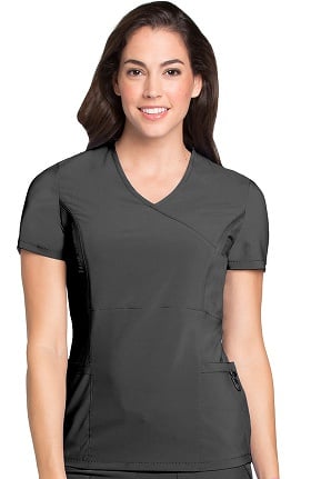 Clearance Lynx Women's Mock Wrap Fierce Tunic Solid Scrub Top