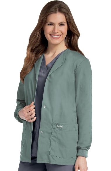 Landau Women's Crew Neck Warm-Up Solid Scrub Jacket | allheart.com