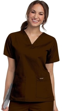 Landau Women's 4-Pocket V-Neck Classic Fit Solid Scrub Top