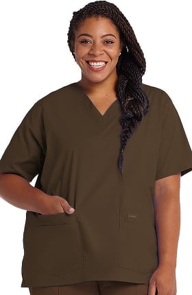 Landau Women's 4-Pocket V-Neck Classic Fit Solid Scrub Top
