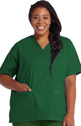 Landau Women's 4-Pocket V-Neck Classic Fit Solid Scrub Top