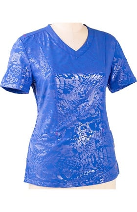 Clearance Smitten Women's V-Neck "Wicked" Princess Seam Animal Print Scrub Top