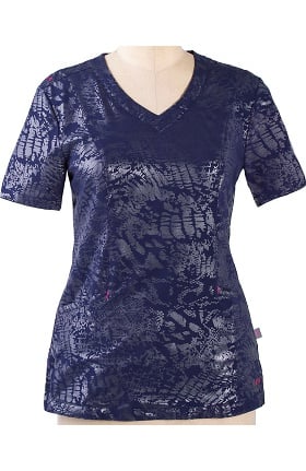 Clearance Smitten Women's V-Neck "Wicked" Princess Seam Animal Print Scrub Top
