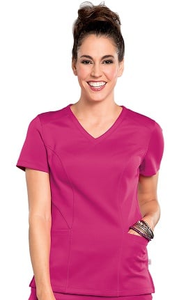 Bliss by Smitten Women's V-Neck Solid Scrub Top