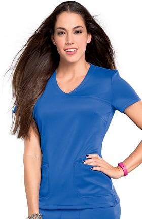 Bliss by Smitten Women's Surplice Stylized Solid Scrub Top