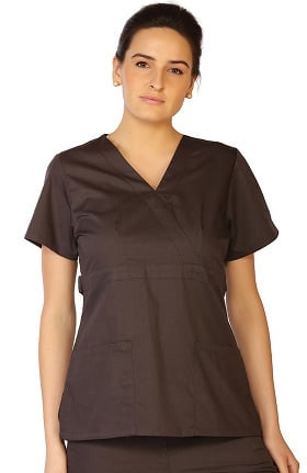 Clearance Classic by LifeThreads Women's Mock Wrap Solid Scrub Top