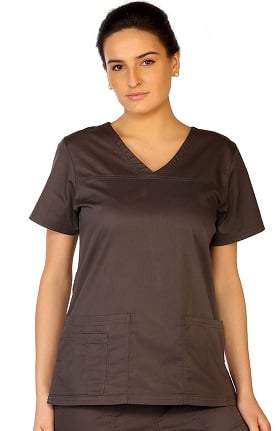Clearance Contego by LifeThreads Women's V-Neck Stretch Solid Scrub Top