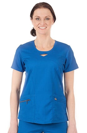 Clearance ERGO by LifeThreads Women's Round Keyhole Neck Solid Scrub Top