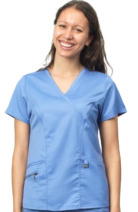 Ergo by LifeThreads Women's Mock Wrap Solid Scrub Top