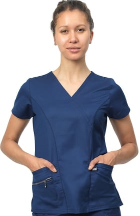 Clearance Ergo by LifeThreads Women's Mock Wrap Solid Scrub Top
