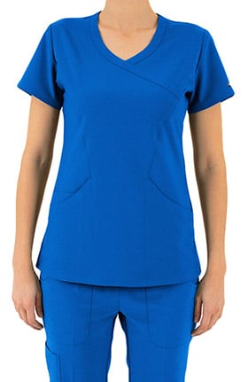 Clearance Contego Active by LifeThreads Women's Mock Wrap Solid Scrub Top