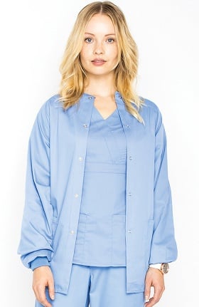Clearance Classic by LifeThreads Unisex Snap Front Warm Up Solid Scrub Jacket