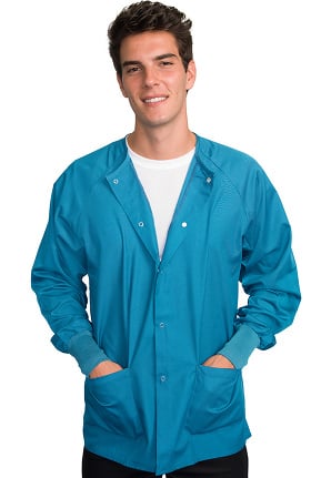 Clearance Classic by LifeThreads Unisex Snap Front Warm Up Solid Scrub Jacket