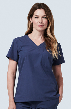 Core by Medelita Women's Modern Fit V-Neck Solid Scrub Top