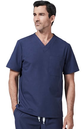 Core by Medelita Men's V-Neck Chest Pocket Solid Scrub Top