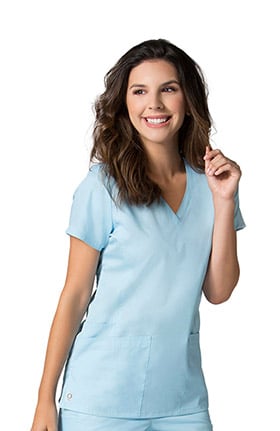 EON Women's COOLMAX V-Neck Mesh Panel Solid Scrub Top