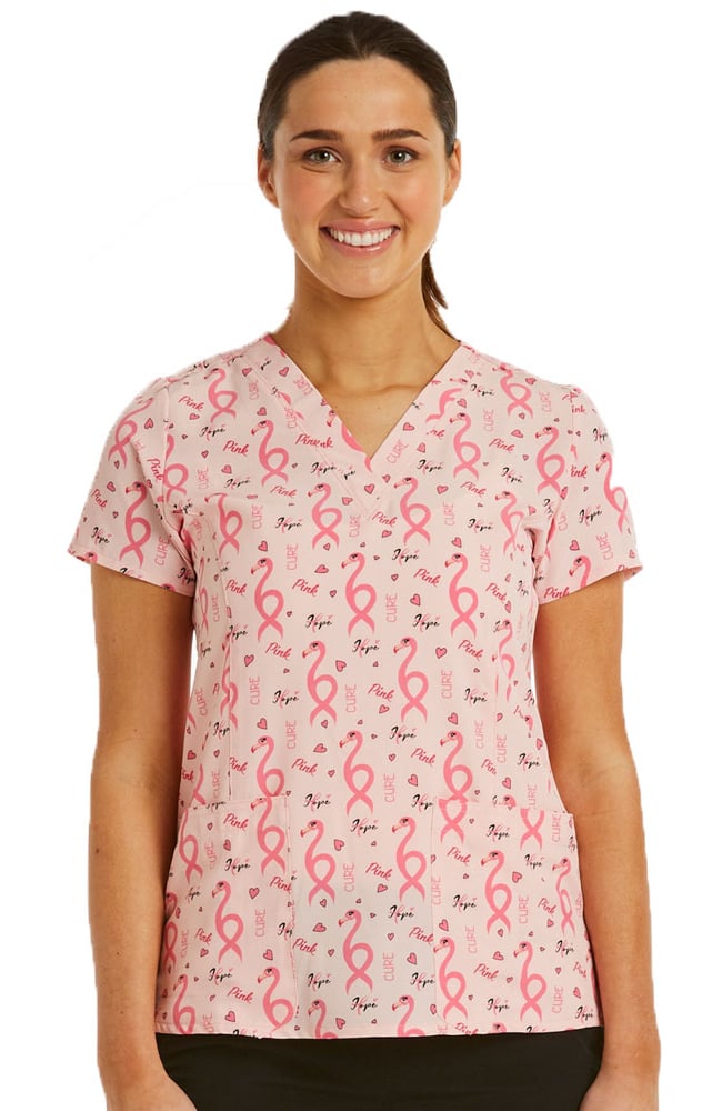 Maevn Uniforms Women's Pink Ladies Print Scrub Top | allheart